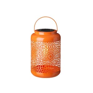 Glitzhome 8.75H Metal Cutout Solar Powered Outdoor Hanging Lantern