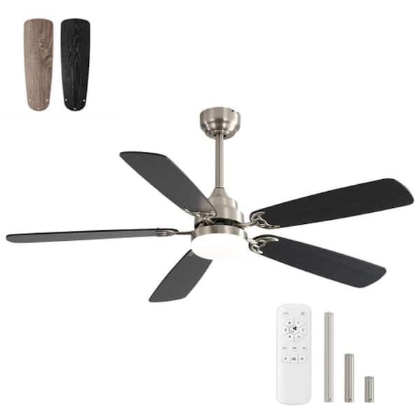 52 in. Indoor Nickel Ceiling Fan with LED Light, Remote Control, 3-Color Temperature, and Dual-Color Blades