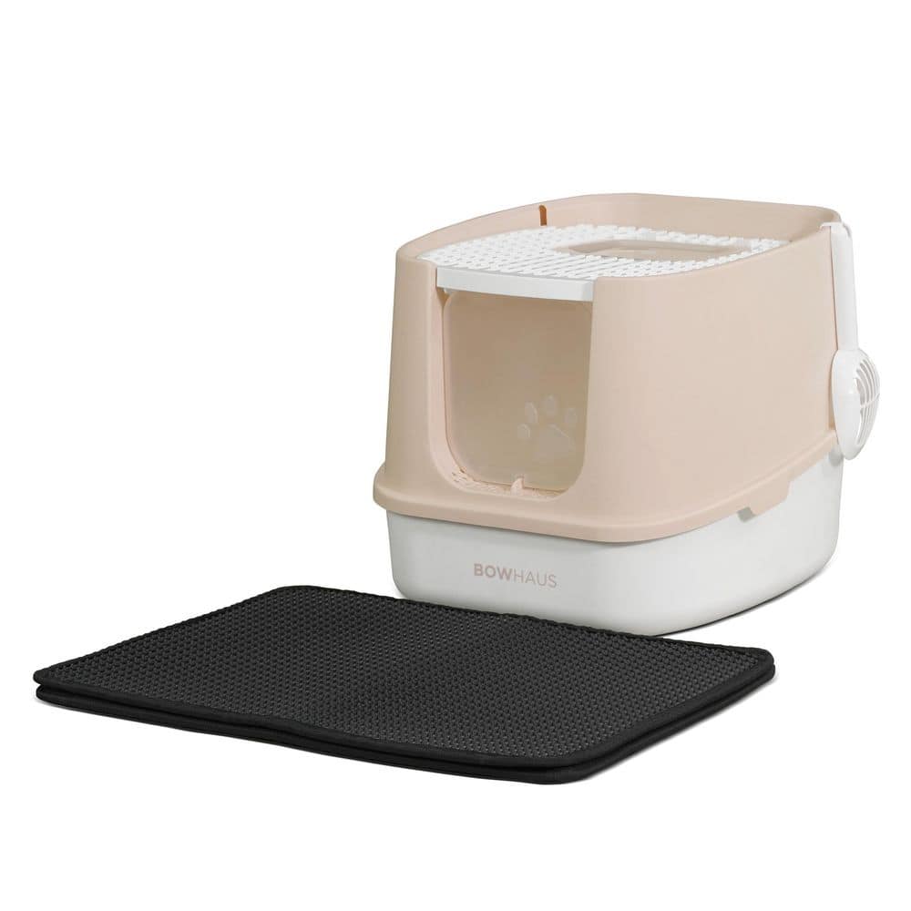 Beige Fully Enclosed 17.5 in. L x 20.5 in. W Plastic Cat Litter Box with Lid, Scoop, Mat and Odor Fitter price history on PriceWatchPro