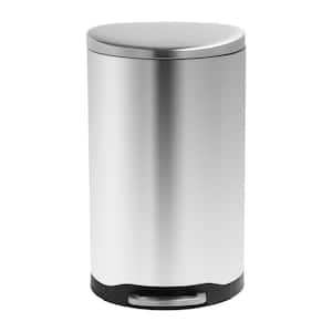 10.6 Gal. Silver Stainless Steel Soft-Close Trash Can