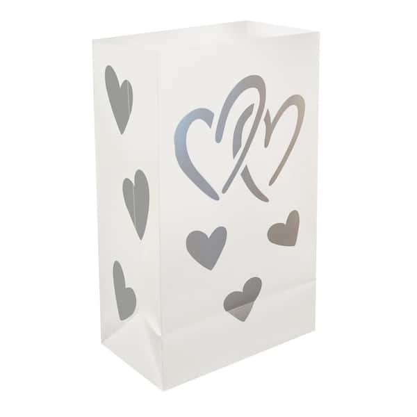 LUMABASE Plastic Hearts Luminary Bags (12-Count)