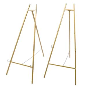 46.5 in. x 19.7 in. Large Gold Steel Pipe Portable Wedding Easel Stand for Decorative Display Welcome Signs Arbor