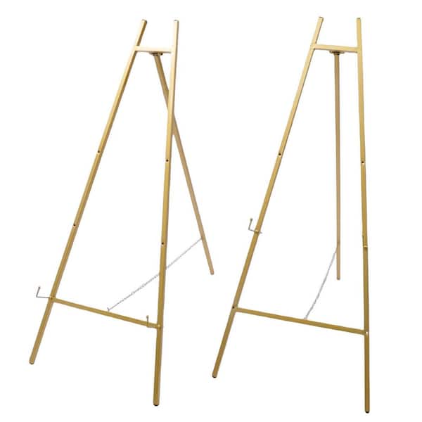 Yiyibyus 46.5 in. x 19.7 in. Large Gold Steel Pipe Portable Wedding Easel Stand for Decorative Display Welcome Signs Arbor