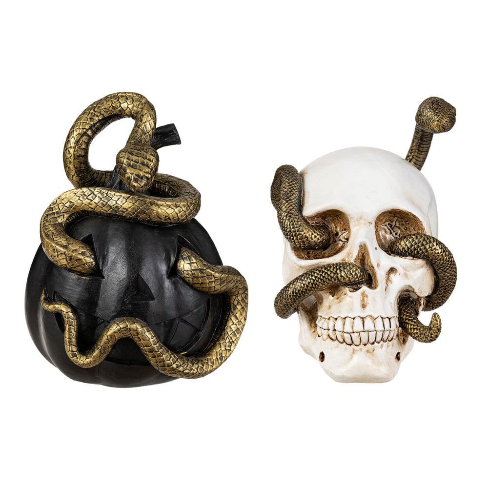 Set of 2-7 in. H Halloween Polyresin Stacked Skulls with Crow on Books Table Decor price history on PriceWatchPro