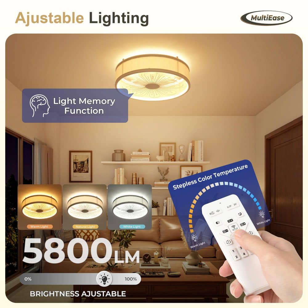 20 in. LED Smart Indoor White Low Profile Caged Enclosed Standard Flush Mount Ceiling Fan Light with Remote for Kitchen price history on PriceWatchPro