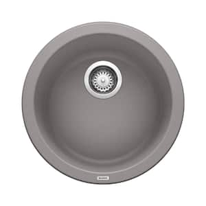 Rondo Granite Composite 18 in. Drop-in/Undermount Bar Sink in Metallic Gray