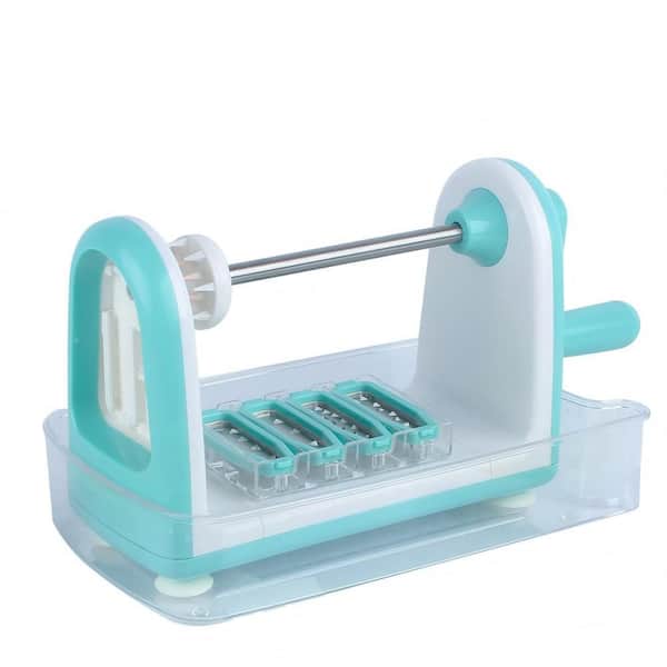 Multifunctional ABS Stainless Steel Vegetable Spiralizer, Manual Slicer with Stable Suction Base and Food Container