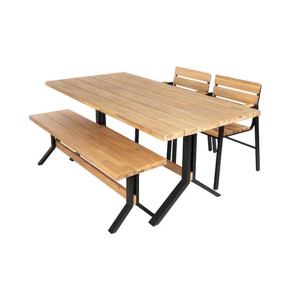 Southern Enterprises Sossmore Black 4-Piece Wood Outdoor Dining Set