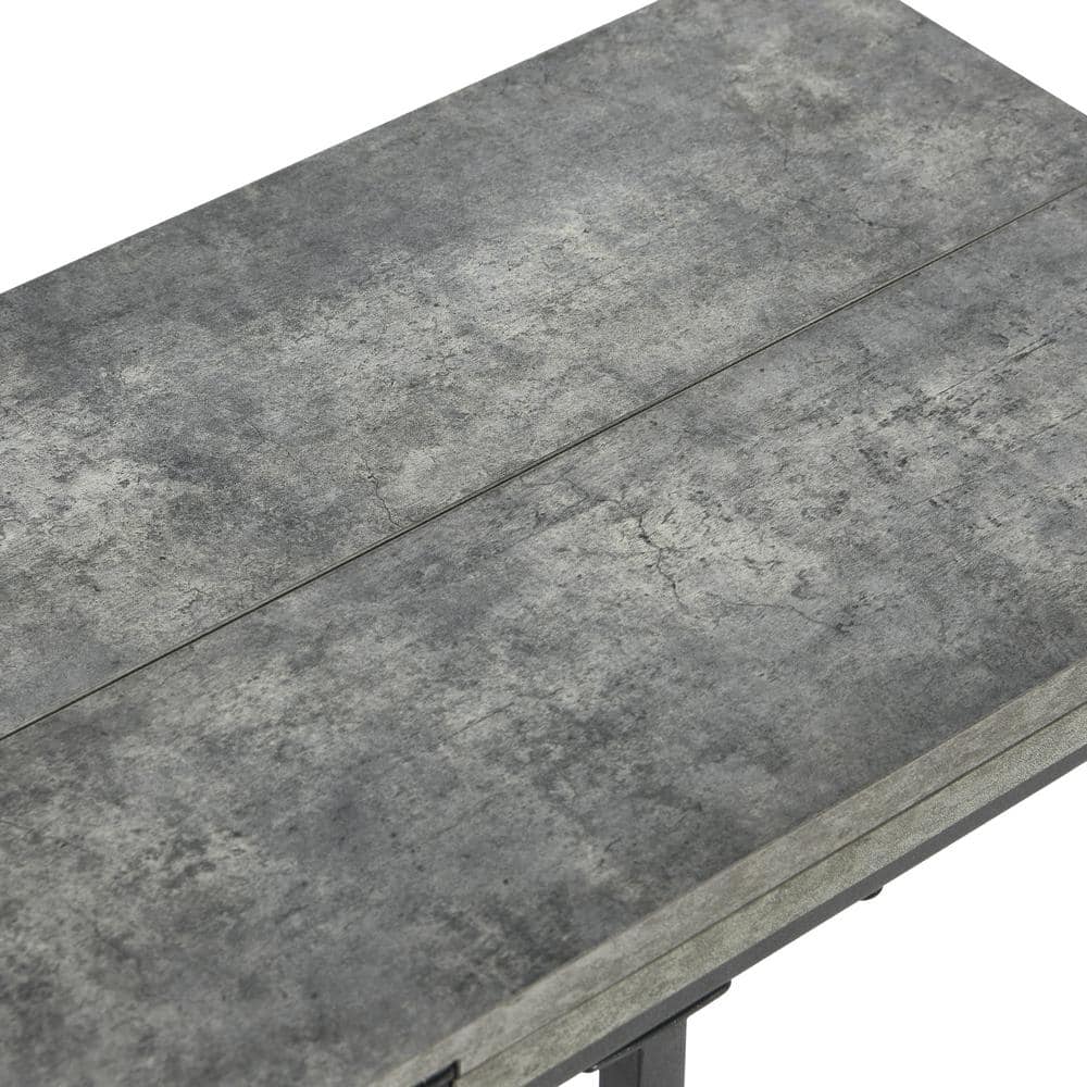 Jamestown Gray and Black Metal Extendable C-Shaped Side Table