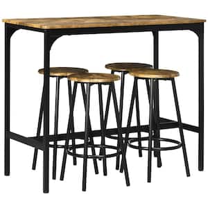 5-Piece Counter Height Bar Table and Chairs Set, Rustic Brown