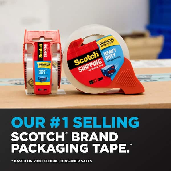 3M Scotch Tape Clear Shipping Packaging Packing Heavy Duty 6 Rolls w/Dispensers 