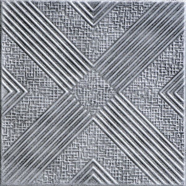 A La Maison Ceilings Hidden Treasure Antique Silver 1.6 ft. x 1.6 ft. Decorative Foam Glue Up Ceiling Tile (21.6 sq. ft./case)