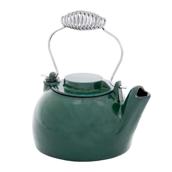 Enameled Humidifying Kettle, 9.25 Inch Tall, Green