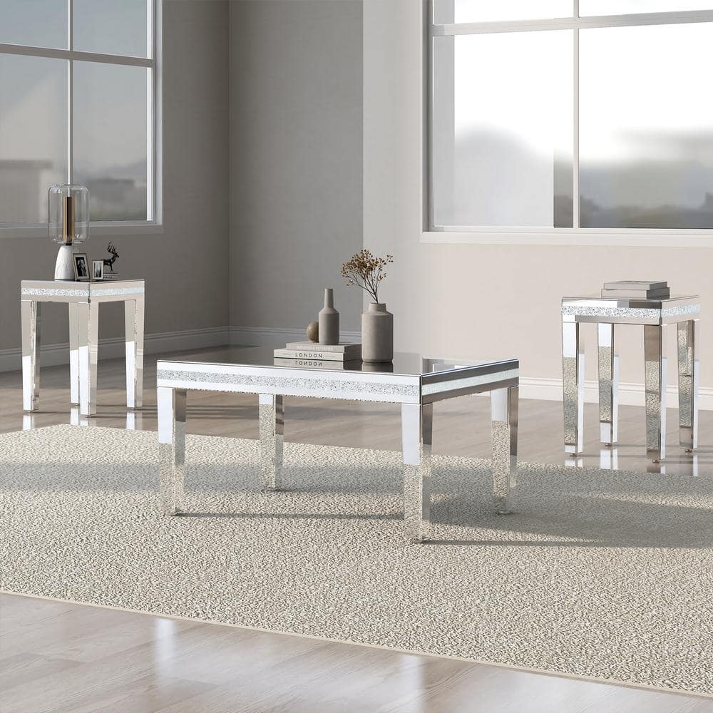 Silver glass table discount