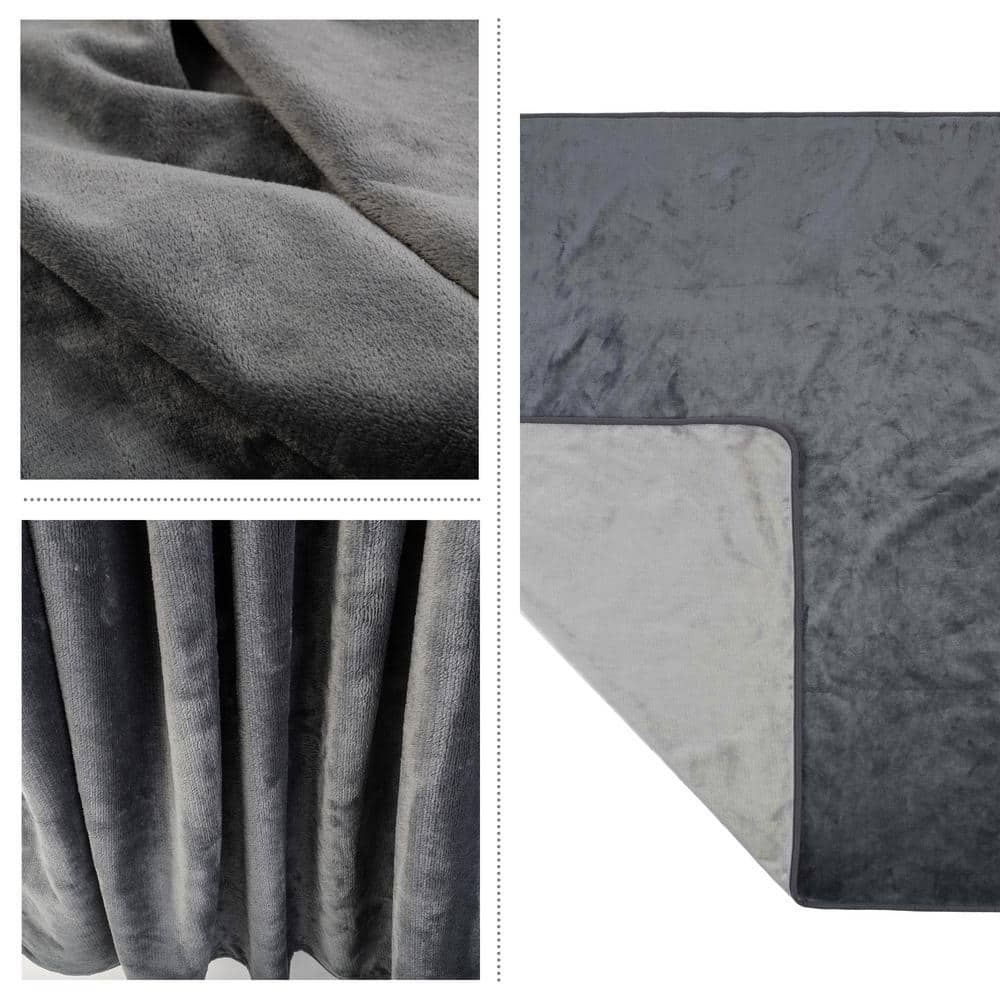 King-Size Gray Cotton Waterproof Blanket for Kids and Pets