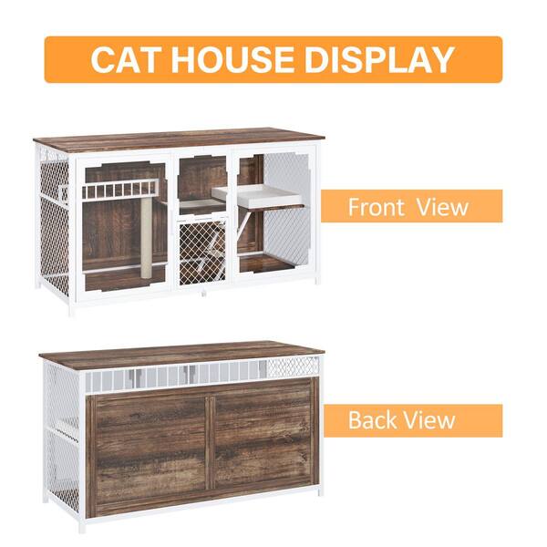 57.87 in. W x 23.62 in. D x 32.28 in. H Large Cat Cage Wooden Cat