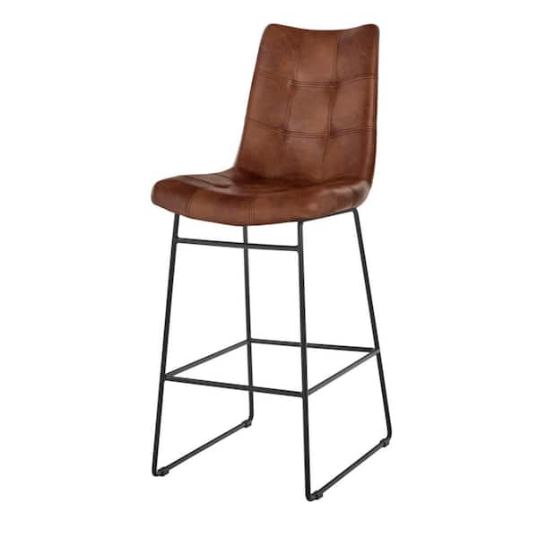 Home Decorators Collection Ivers Stitched Faux Leather Upholstered Bar Stool with Back