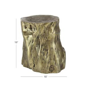 15 in. Gold Tree Trunk Medium Round Fiberglass End Accent Table