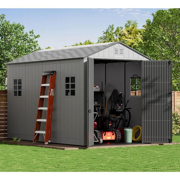 64 sq 6x11 ft. Outdoor Resin Storage Shed, Weatherproof Durable Tool Shed, Lockable with Floor and Window