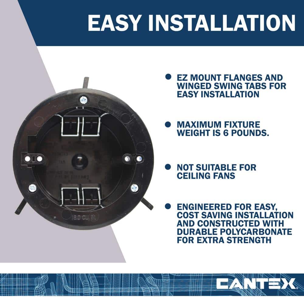 Cantex 18 cu in Black Polycarbonate Round Ceiling Box