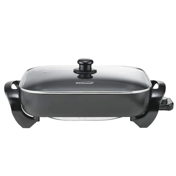 Brentwood 16 in. Black Non-Stick Electric Skillet with See-Through Lid