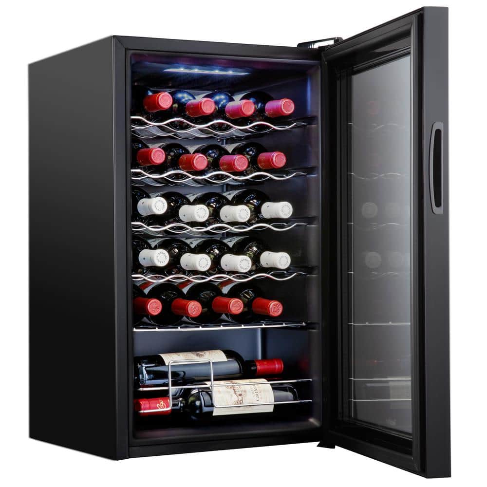 Ivation Black Freestanding 24-Bottle Wine Cooler with Glass Door