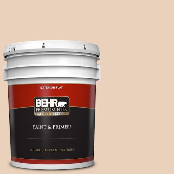 BEHR PREMIUM PLUS 5 gal. #PPL-61 Spiced Beige Flat Exterior Paint & Primer