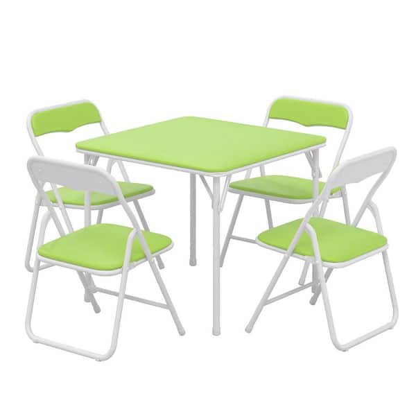 VECELO Kids Folding Table and Chair Set, 5-Piece Padded Top