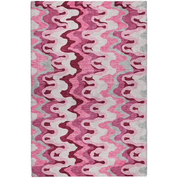 Dream Shag Premium Machine Washable Abstract ADS750 Blush 9 ft. x 12 ft. Area Rug