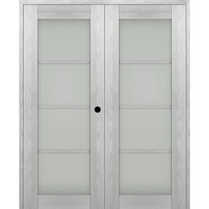 Vona 48"x 96" Left Hand Active 4-Lite Frosted Glass Ribeira Ash Wood Composite Double Prehung French Door