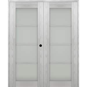 Vona 60"x 84" Left Hand Active 4-Lite Frosted Glass Ribeira Ash Wood Composite Double Prehung French Door