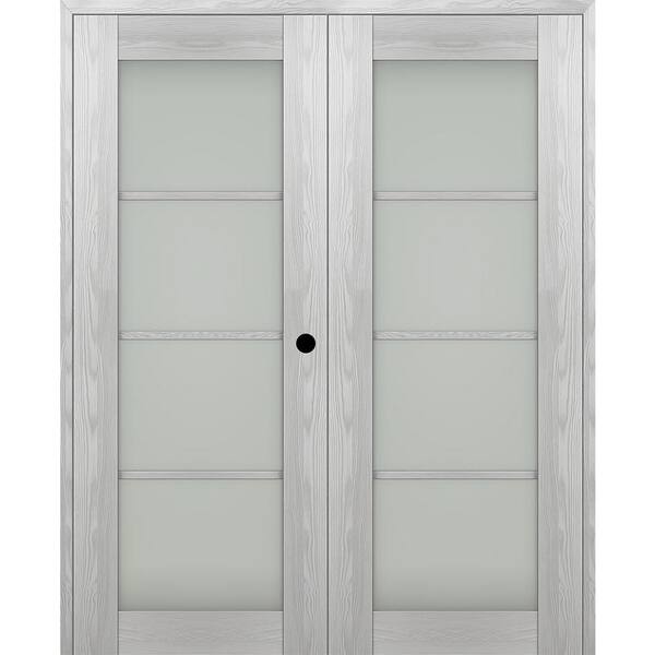 Belldinni Vona 36"x 96" Left Hand Active 4-Lite Frosted Glass Ribeira Ash Wood Composite Double Prehung French Door