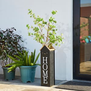 30 in. H Solid Wood Black House with 3D Roof Boxed  in.HOME in. Porch Sign
