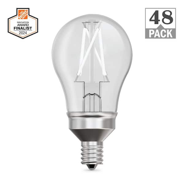 Feit Electric 40-Watt Equivalent A15 Dim White Filament CEC Clear E17 Intermediate LED Ceiling Fan Light Bulb Soft White 2700K 48-Pack