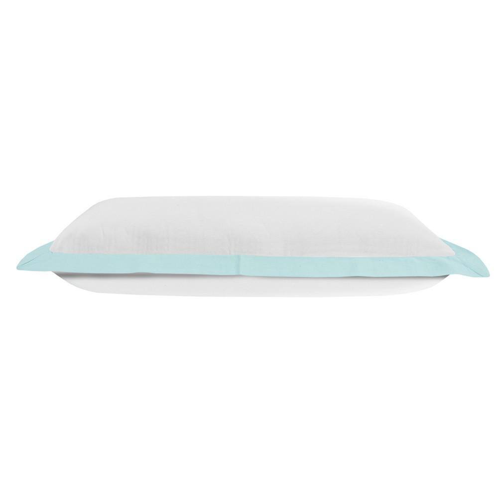 Icy Empire White & Blue Flange Frame Border Throw Pillow, 14" x 36"