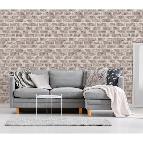 Jomax Grey Warehouse Brick Paper Non-Pasted Wallpaper Roll (Covers 56.4 Sq. Ft.)