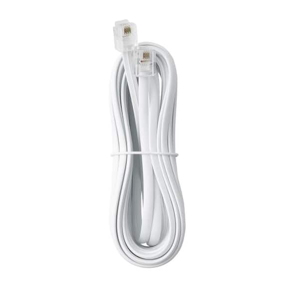 15 ft. Telephone Extension Cord, with RJ11 (6P4C) Connectors, Works w/Telephones, Fax Machines, Modems, White (5-Pack)