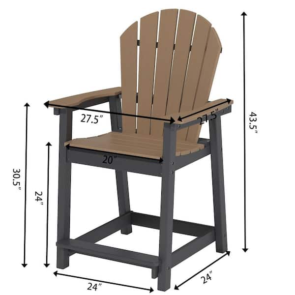 Yardgrace Bar Stool Black and Brown Color Matching HDPE Plastic