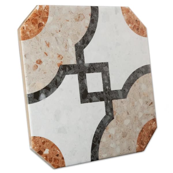 Riviera Octagon Grimaud Multicolor with Taco Beige 8 in. x 8 in. Porcelain Floor and Wall Tile (11.25 sq. ft. /Case)