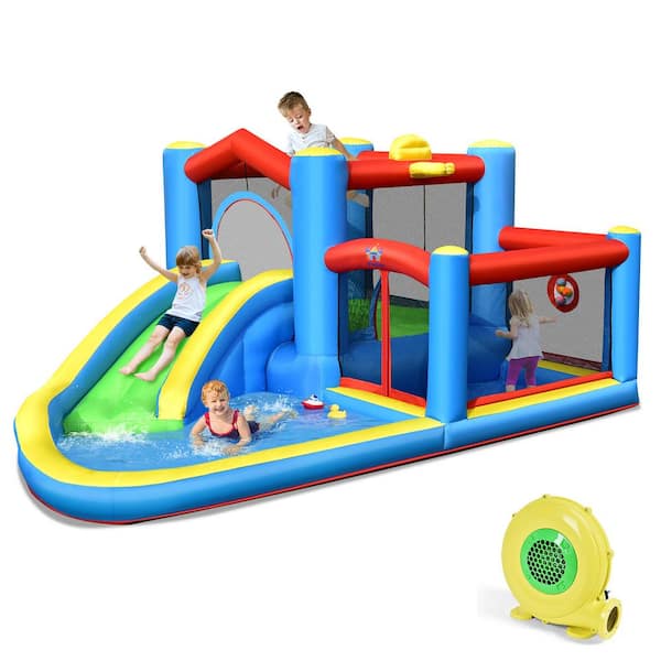 Costway Inflatable Kids Water Slide Outdoor Indoor Slide Bounce Castle Bounce House with 480-Watt Blower