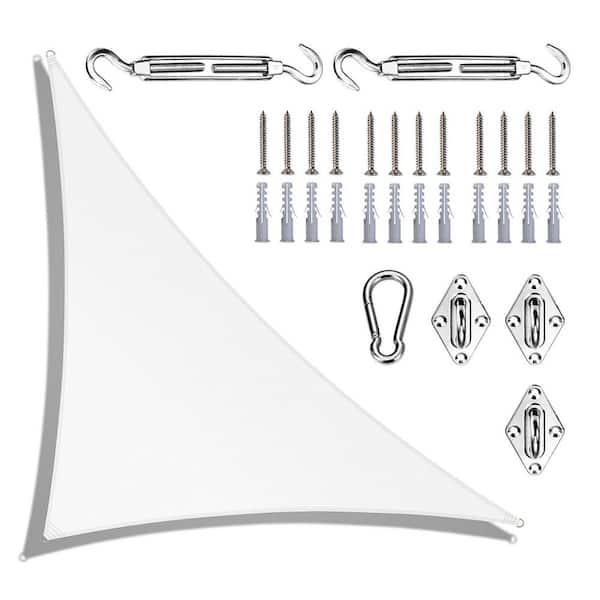 18 ft. x 18 ft. x 25.5 ft. Right Triangle Sun Shade Sail with Hardware Kit-White