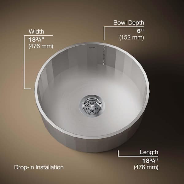 KOHLER Brinx 18-Gauge Stainless Steel 19 in. Drop-in Bar  display picture 3