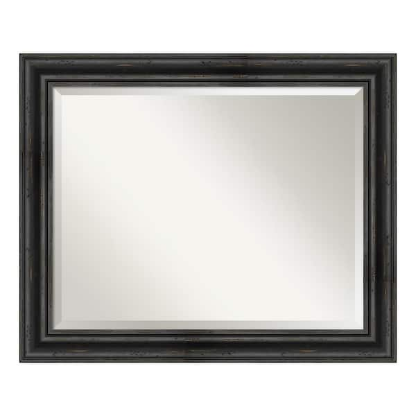 Amanti Art Medium Rectangle Black Pine Beveled Glass Modern Mirror (27.38 in. H x 33.38 in. W)