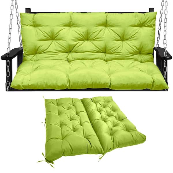 YLLN 71 in. x 40 in. 3-Seater Replacement Outdoor Swing Cushions with Back Support, Waterproof Bench Cushion (Grass Green)
