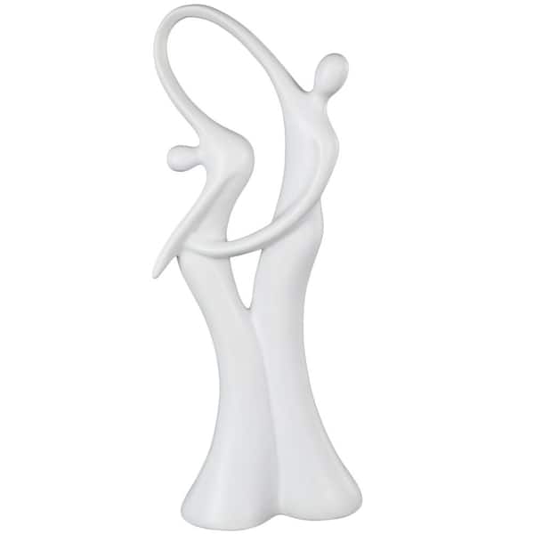 Litton Lane White 7 in. x 18 in. Ceramic Dancing People Sculpture