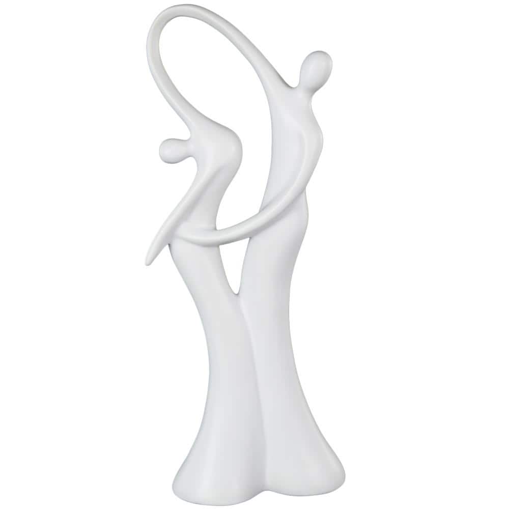 Litton Lane White 7 in. x 18 in. Ceramic Dancing People