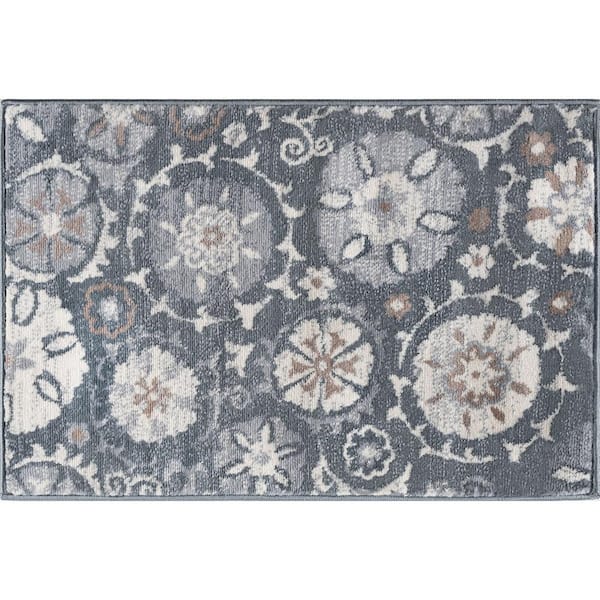 Tayse Rugs Madison Floral Gray 2 ft. x 3 ft. Indoor Area Rug
