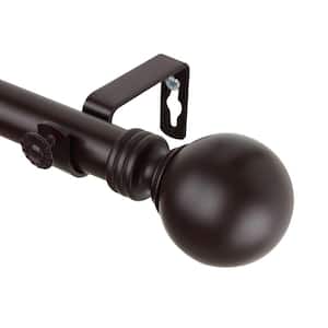 160 in. - 240 in. Single Curtain Rod in Mahogany with Globe Finial