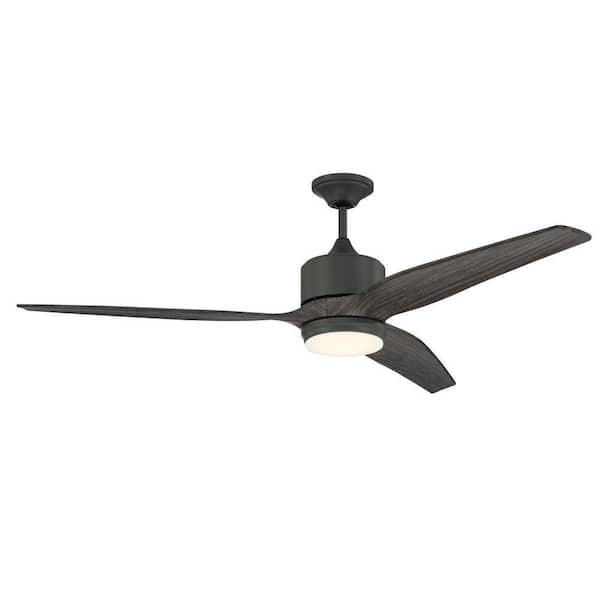 Force XL 60 in. Dark Graphite Finish Downrod Mount Standard Outdoor Ceiling Fan w/ LED and Remote/Wall Controls Included