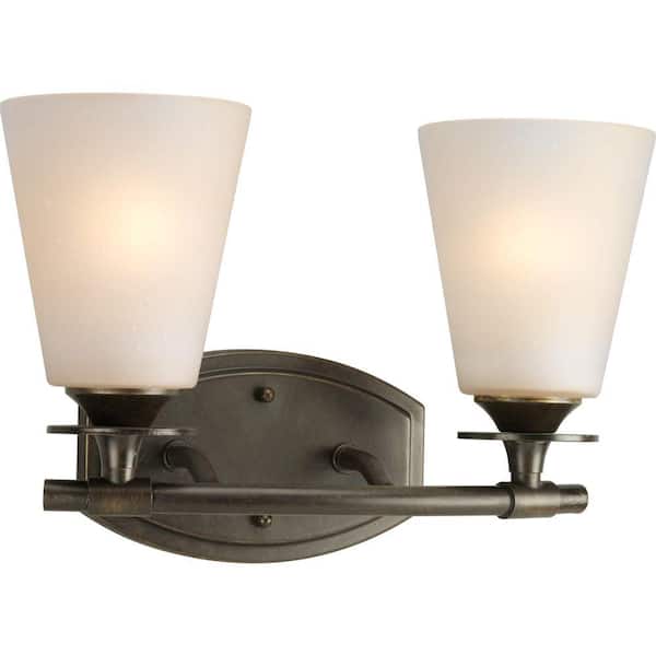 Progress Lighting Cantata Collection 2-Light Forged Bronze Bathroom Vanity Light with Glass Shades